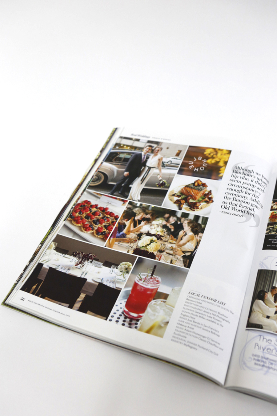 A bride in a white dress stands with her back to the camera on a gravel path in one photo, and in the other, she peeks playfully out from behind green bushes, both set in a lush outdoor garden. Jessica Hill Photography