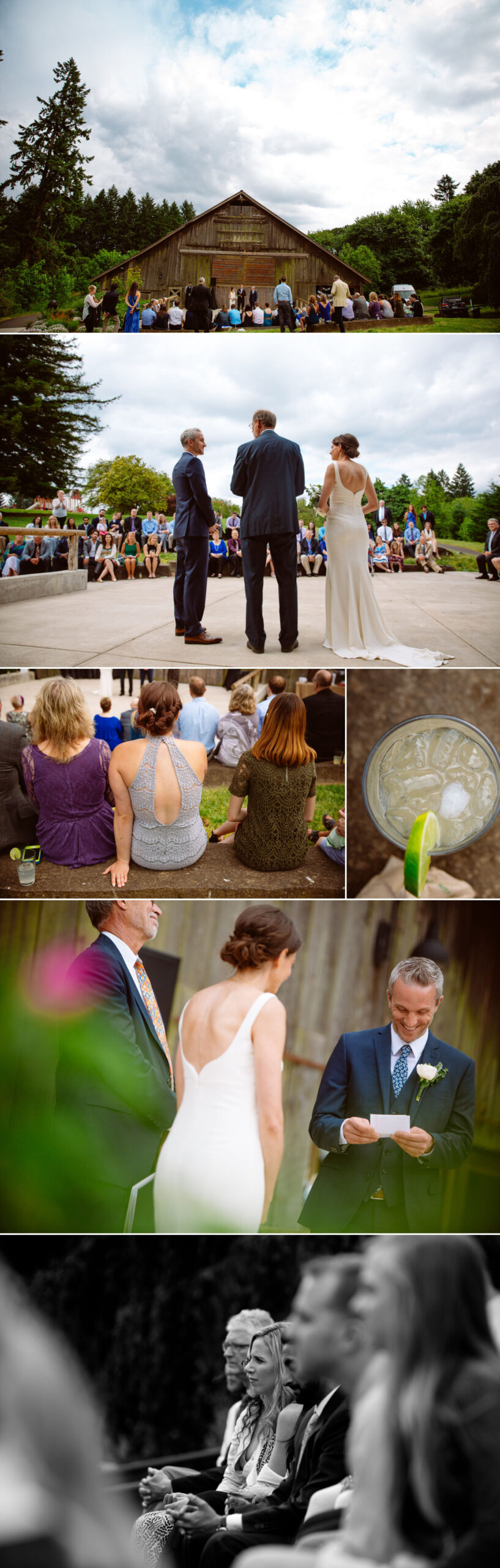 Two people stand side by side on a riverbank, looking at a bridge and city skyline in the distance, with sunlight reflecting on the water. Jessica Hill Photography