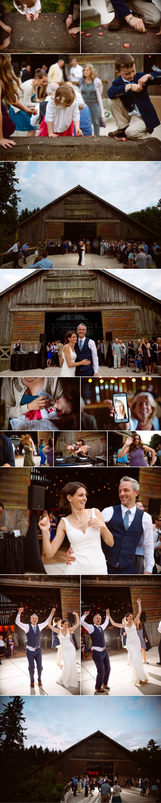 A couple stands close together, touching foreheads and holding each other's faces, with a cityscape and bridge in the background. Jessica Hill Photography